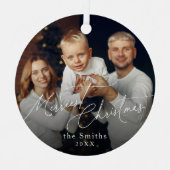 Modern script Merriest Christmas Holiday メタルオーナメント (正面)