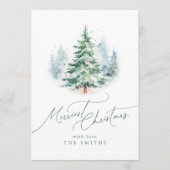 Modern Script Merriest Christmas Tree シーズンカード (正面)