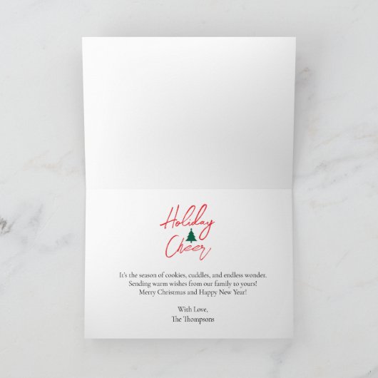 Modern Script Merry Christmas Family Photo Custom  カード (内部)