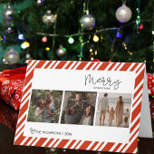 Modern Script Merry Christmas Family Photo Custom  カード