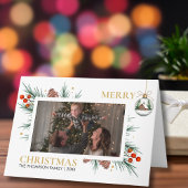 Modern Script Merry Christmas Family Photo Custom  カード