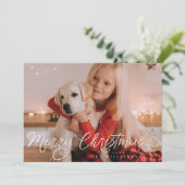 Modern Script Merry Christmas photo シーズンカード (スタンド正面)