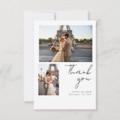 Modern Script Minimal Destination Photo Wedding サンキューカード (正面)