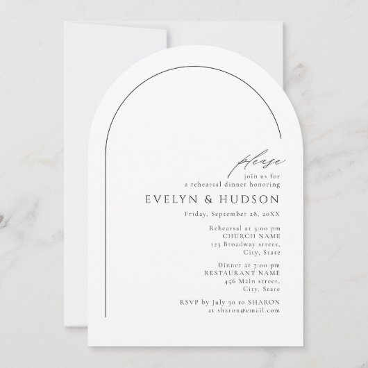 Modern Script Minimal Photo Arch The Night Before 招待状 (裏面)