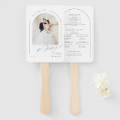 Modern Script Minimal Photo Arch Wedding Programs ハンドファン (正面&裏面)