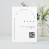 Modern Script Minimal Photo Arch Wedding QR code 出欠カード (スタンド正面)