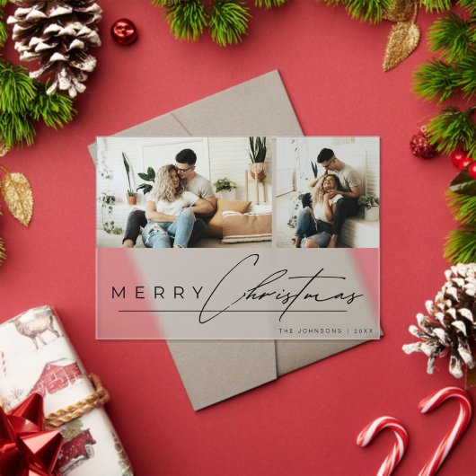 Modern Script Minimal Simple Photo Christmas Card アクリル招待状 (インサイチュ (クリスマス))