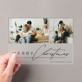 Modern Script Minimal Simple Photo Christmas Card アクリル招待状 (インサイチュ (ポータブル))