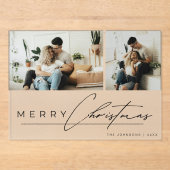 Modern Script Minimal Simple Photo Christmas Card アクリル招待状 (正面)