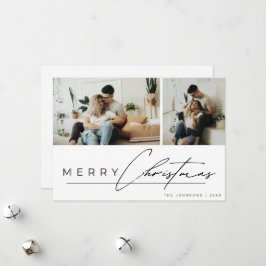 Modern Script Minimal Simple Photo Merry Christmas シーズンカード