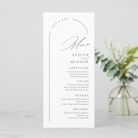 Modern Script Minimalist Arch Wedding メニュー (スタンド正面)