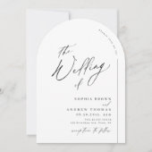 Modern script minimalist arch wedding 招待状 (正面)