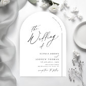 Modern script minimalist arch wedding 招待状