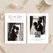 Modern Script Minimalist Elegant Wedding Photo セーブザデート