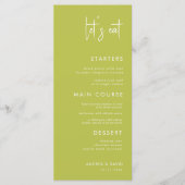 Modern Script Minimalist Let's Eat White Wedding   メニュー (正面)