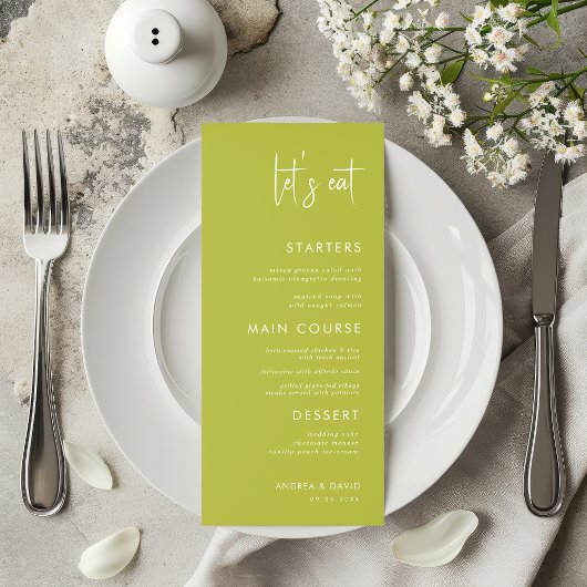 Modern Script Minimalist Let's Eat White Wedding   メニュー