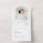 Modern Script Minimalist Photo Arch Wedding オールインワン招待状 (内側)