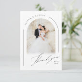 Modern Script Minimalist Photo Arch Wedding サンキューカード (スタンド正面)