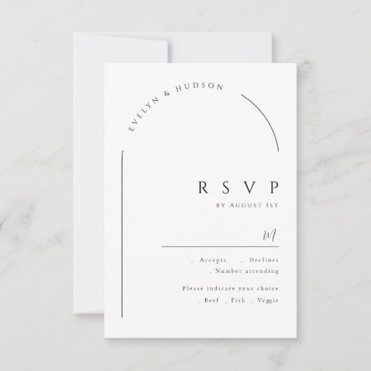 Modern Script Minimalist Photo Arch Wedding 出欠カード (正面)