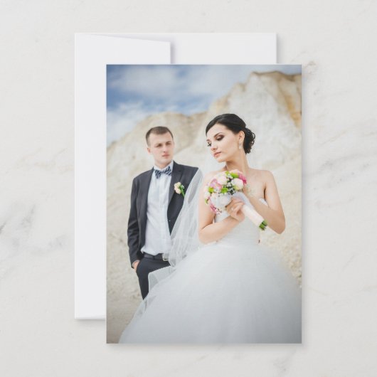 Modern Script Minimalist Photo Arch Wedding 出欠カード (裏面)