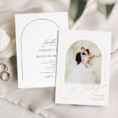 Modern Script Minimalist Photo Arch Wedding 箔招待状