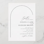 Modern Script Minimalist Photo Arch Wedding 箔招待状 (裏面)
