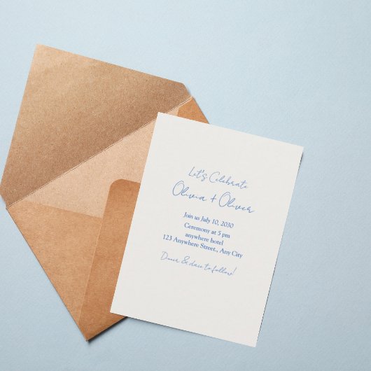 Modern Script Minimalist Wedding Invitation 招待状