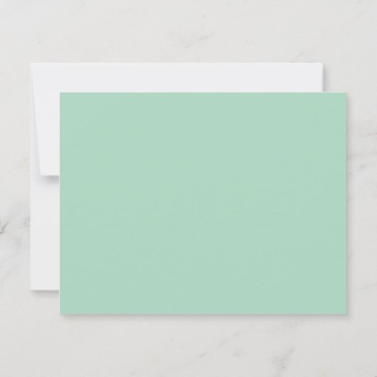 Modern Script Mint Green Heart Border Monogram ノートカード (裏面)