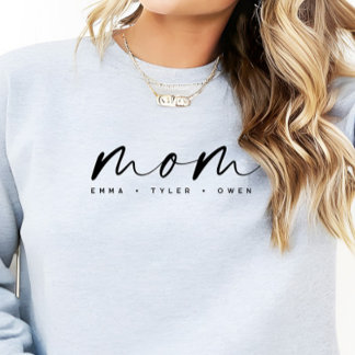 Modern Script “Mom” Children's Names, Mom Gift スウェットシャツ