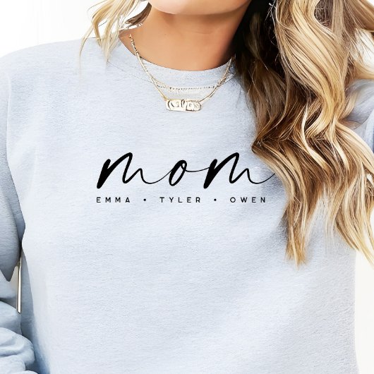 Modern Script “Mom” Children's Names, Mom Gift スウェットシャツ