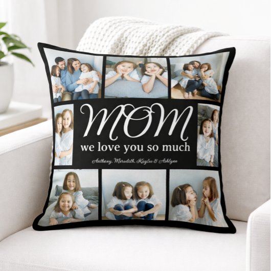 Modern Script Mom We Love You Photo Collage XO  クッション