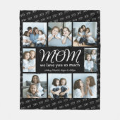 Modern Script Mom We Love You Photo Collage XO フリースブランケット (正面)