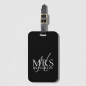 Modern Script Monogram Newlyweds Travel ラゲッジタグ (正面縦)