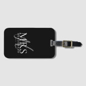 Modern Script Monogram Newlyweds Travel ラゲッジタグ (正面横)