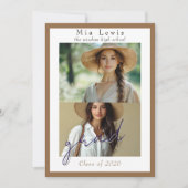 Modern Script  Multi Portrait Photo Graduation 案内状 (正面)