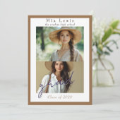 Modern Script  Multi Portrait Photo Graduation 案内状 (スタンド正面)