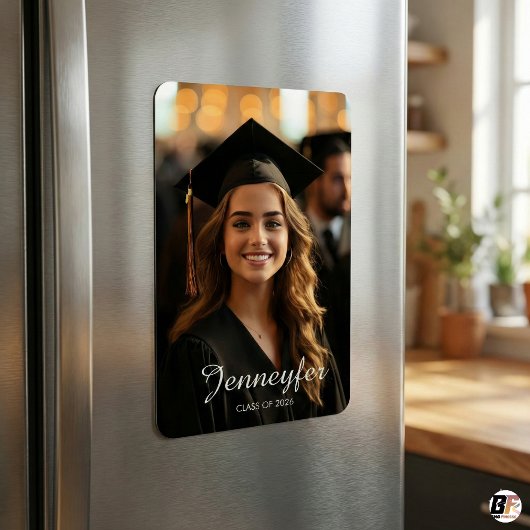 Modern Script Name Class of 2026 Photo Graduation マグネット