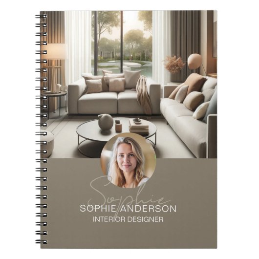 Modern Script Name Photo QR Professional ノートブック (正面)