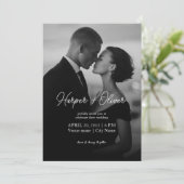 Modern Script Names Black and White Photo Wedding 招待状 (スタンド正面)