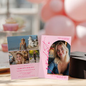  Modern Script neon pink graduate photo graduation 招待状