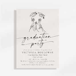 Modern Script Non Photo Graduation Party  招待状