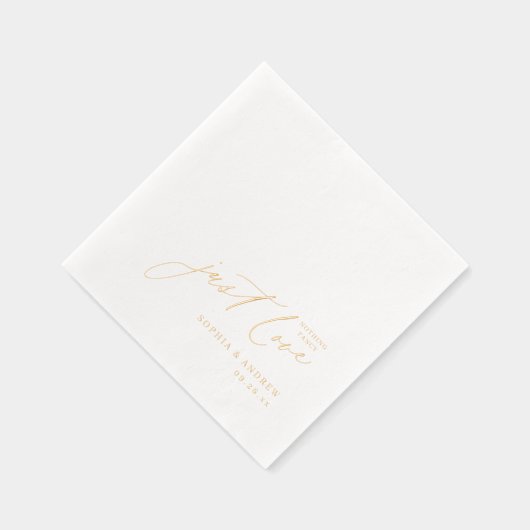 Modern Script Nothing Fancy Just Love Wedding 箔ナプキン (右)