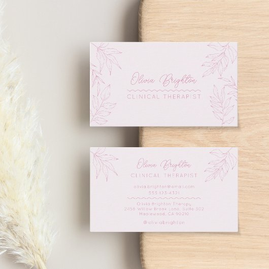 Modern Script Pale Blush Pink Therapist 名刺