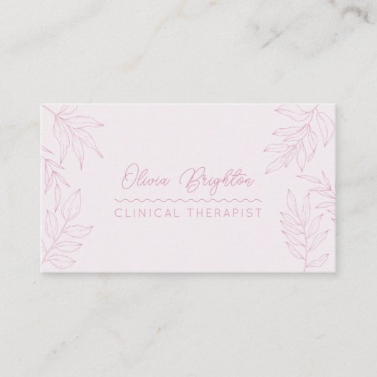 Modern Script Pale Blush Pink Therapist 名刺 (正面)