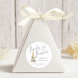 Modern Script Pearls Prosecco Hen Party Thanks ラウンドシール