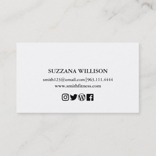 Modern Script Personal Fitness Coach Trainer Photo 名刺 (裏面)