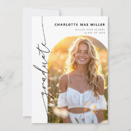 Modern Script Photo Arch Graduation Announcement 案内状