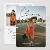 Modern Script Photo Collage Graduation Party 招待状 (正面/裏面)