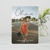 Modern Script Photo Collage Graduation Party 招待状 (スタンド正面)