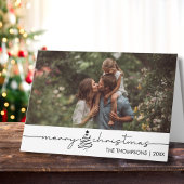 Modern Script Photo Family Christmas Custom カード